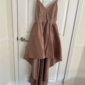 Elegant Brown High-Low Dress